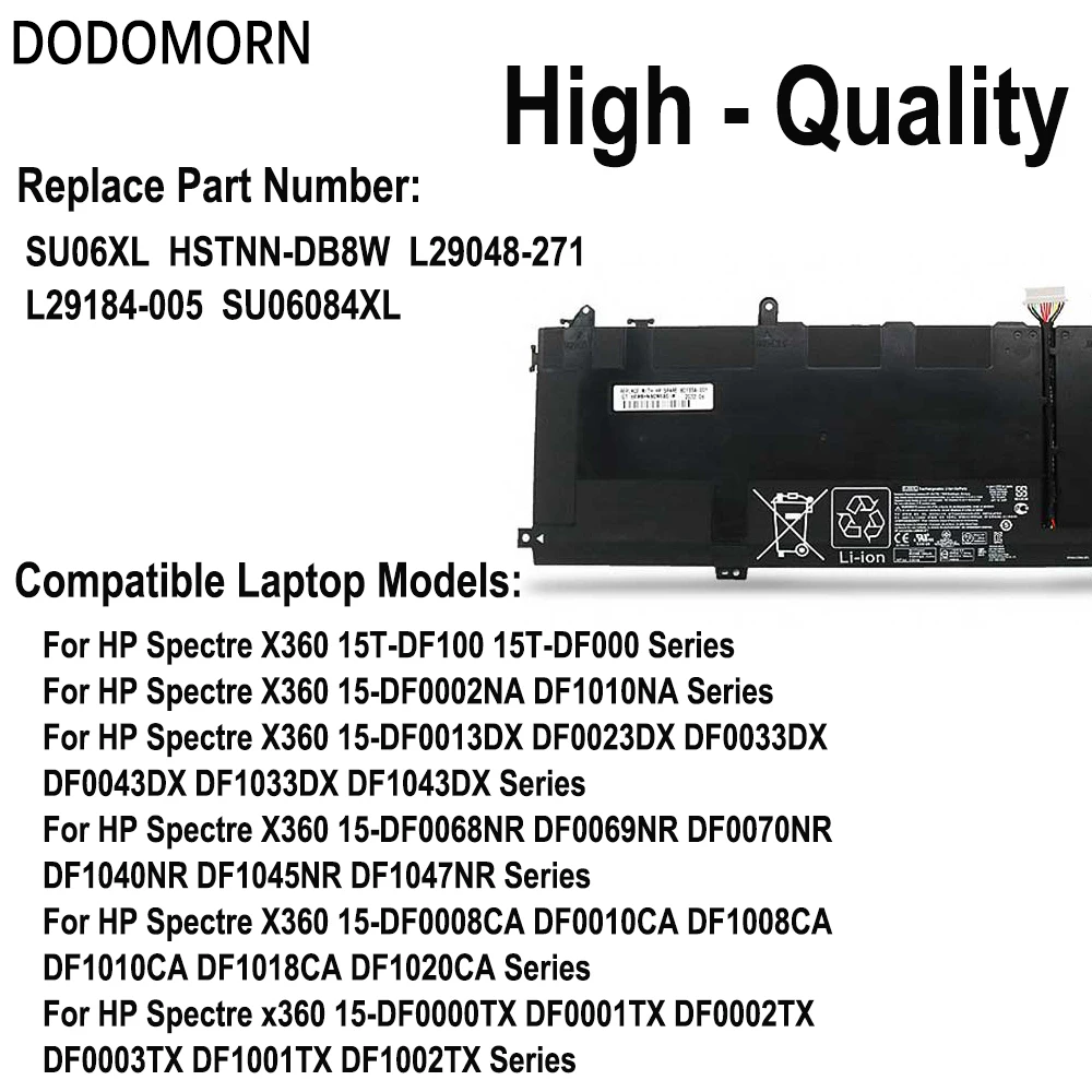High Quality SU06XL Battery For HP Spectre X360 15-DF 15T-DF HSTNN-DB8W L29184-005 15-df0013dx 15-df1043dx L29048-271
