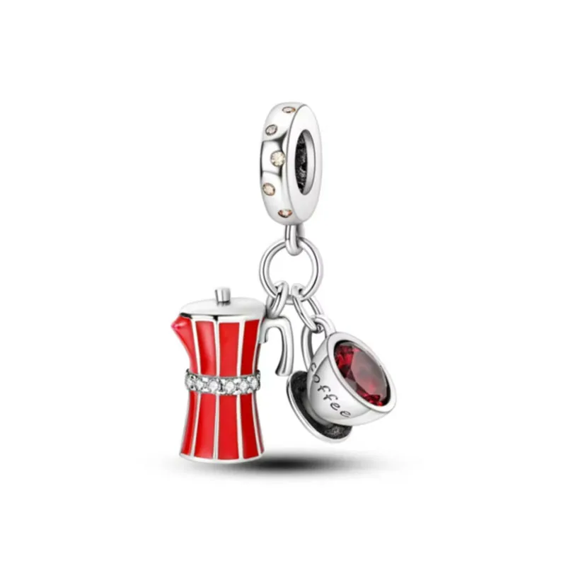 حار بيع 925 الفضة والفراولة والقطط وحقيبة قلادة بها خرزات مناسبة لسوار أوروبي أصلي لتقوم بها بنفسك اكسسوارات مجوهرات رائعة