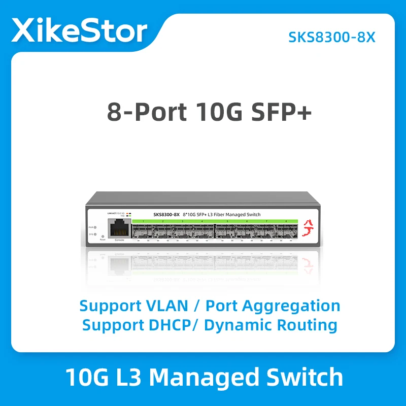 Comutador de Rede Ethernet Gigabit l3 Suporta Dhcp e Roteamento Dinâmico Divisão e Porta Vlan 10 Portas Gigabit Sfp Plus