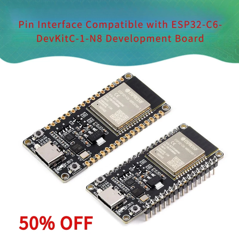ESP32-C6-WROOM-1-N8 RISC-V Dev Board WiFi 6 Bluetooth 5.3 8MB Flash 160MHz for IoT Projects