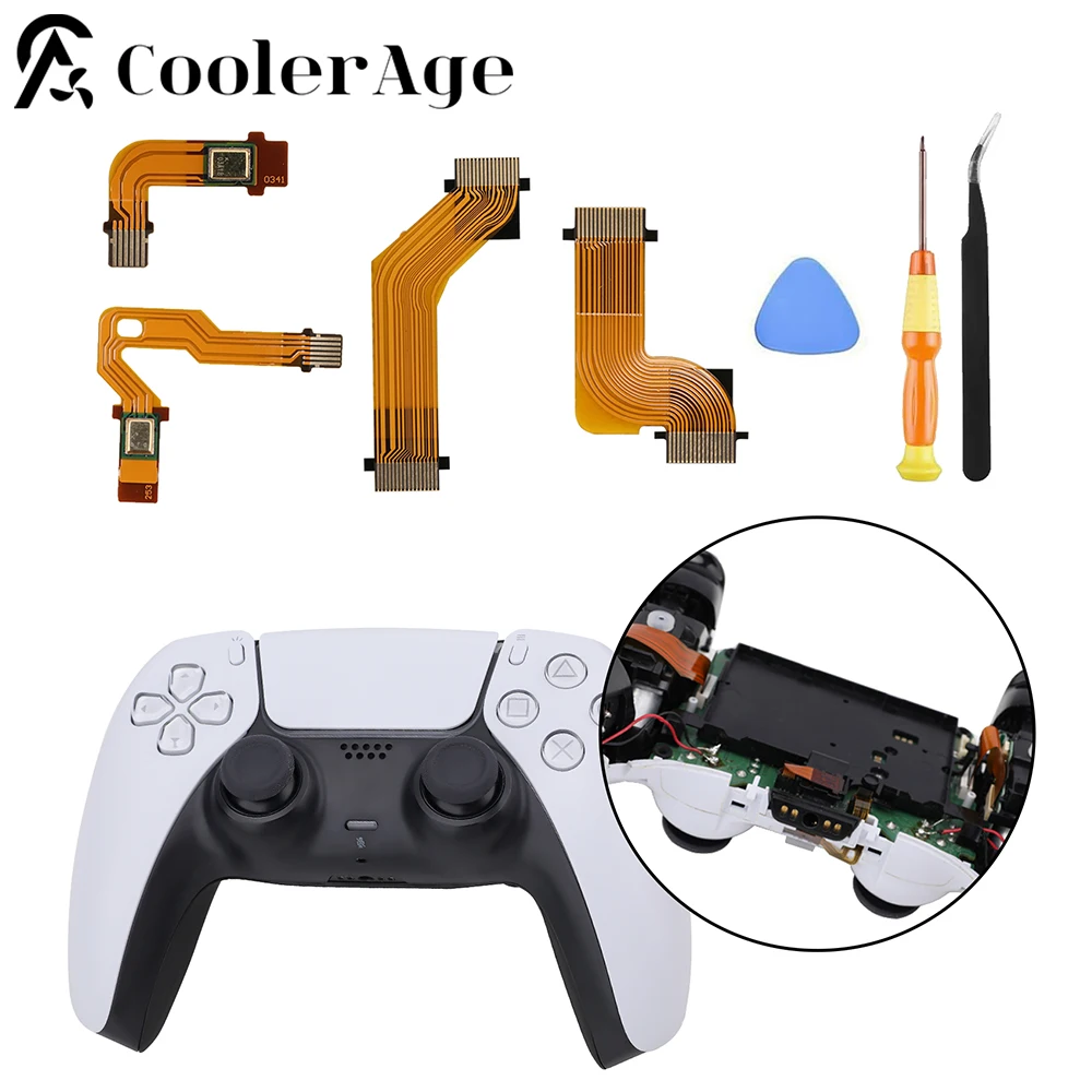 Left Right L2 R2 Motor Connect Ribbon Flex Cable Handle Button Board & Microphone & Touch Ribbon Flex Cable For PS5 Controller