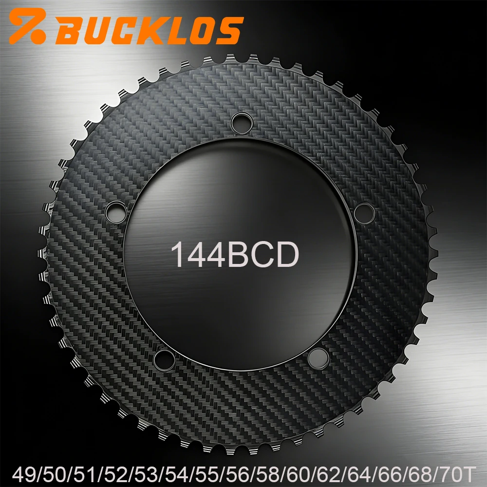 

BUCKLOS 144BCD chainring full carbon fiber Fixed gear bicycle chainring carbon 144 BCD track bike chainwheel 50-70T