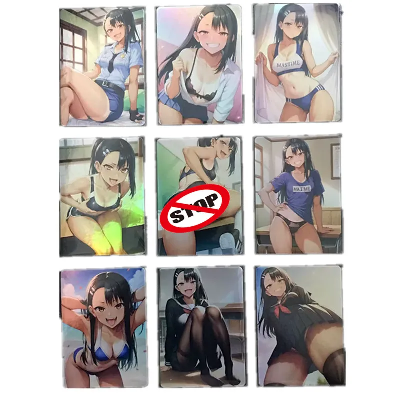 9Pcs/set Homemade Anime Nude Cards, Don’t Bully Me, Nagatoro’s Sexy Two-dimensional Cards, Toys, Games, Gifts, Comic Collection