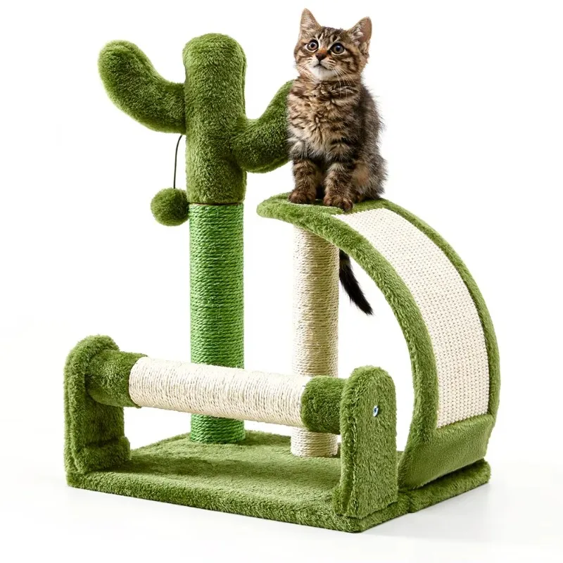 23.4 Inch High Cat Toys Interactive Wooden Ball Track Double Sisal Classic Indoor Hanging Cat Scratching Post Carton Packing