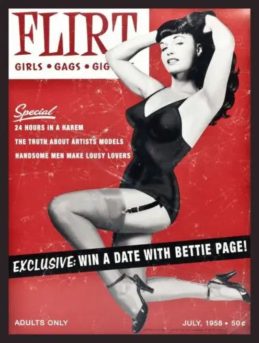 Flirt Bettie Page, Retro replica vintage style metal tin sign gift Man cave