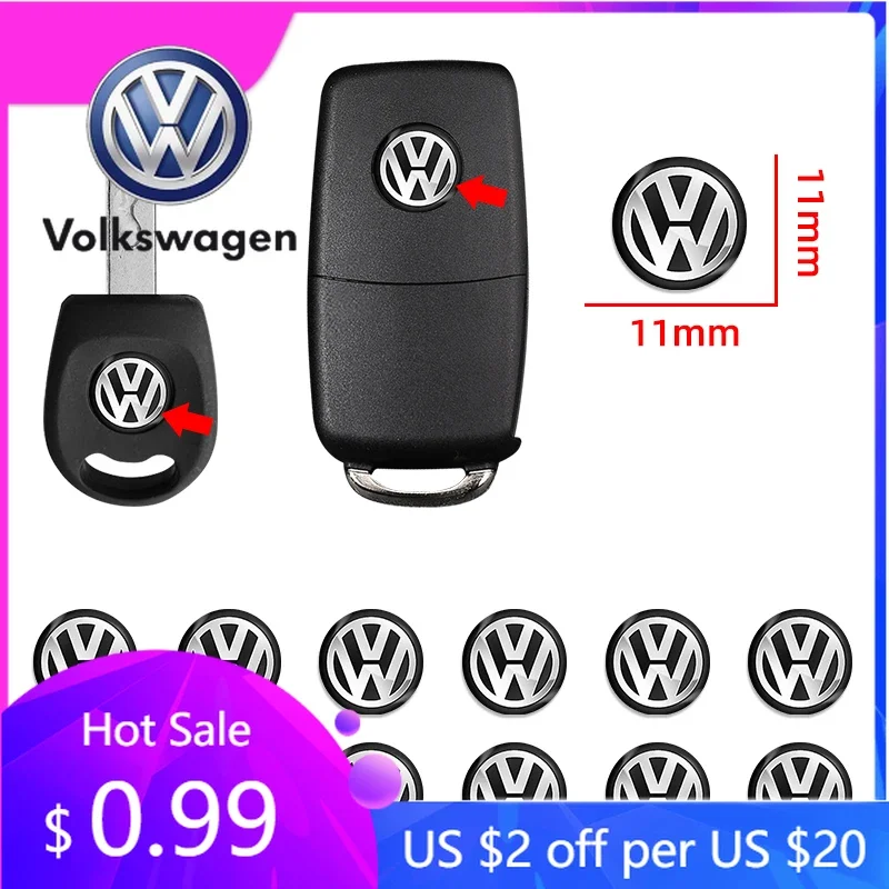 

For VW Volkswagen Jetta MK5 Golf 11mm Metal Car Emblem Remote Key Stickers Badge For Volkswagen VW Polo Golf 5 7 Passat Tiguan A