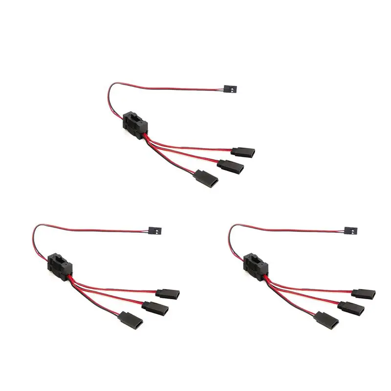A63T-3PCS RC Servo Extension 1 To 3 Y Wire Cable LED Light Control Power Switch For JR Futaba RC Model