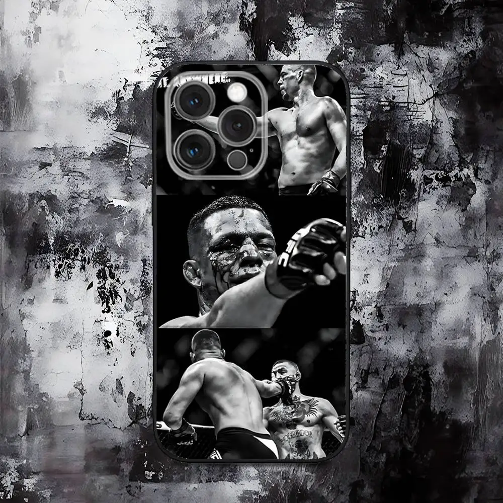 N-Nate D-Diaz เคสโทรศัพท์ชกมวยสําหรับ iPhone 16,15,14,13,12,11,Pro,Max,Plus,X,XS,SE,E,Mini,ซิลิโคนอ่อนนุ่มเคสสีดํา