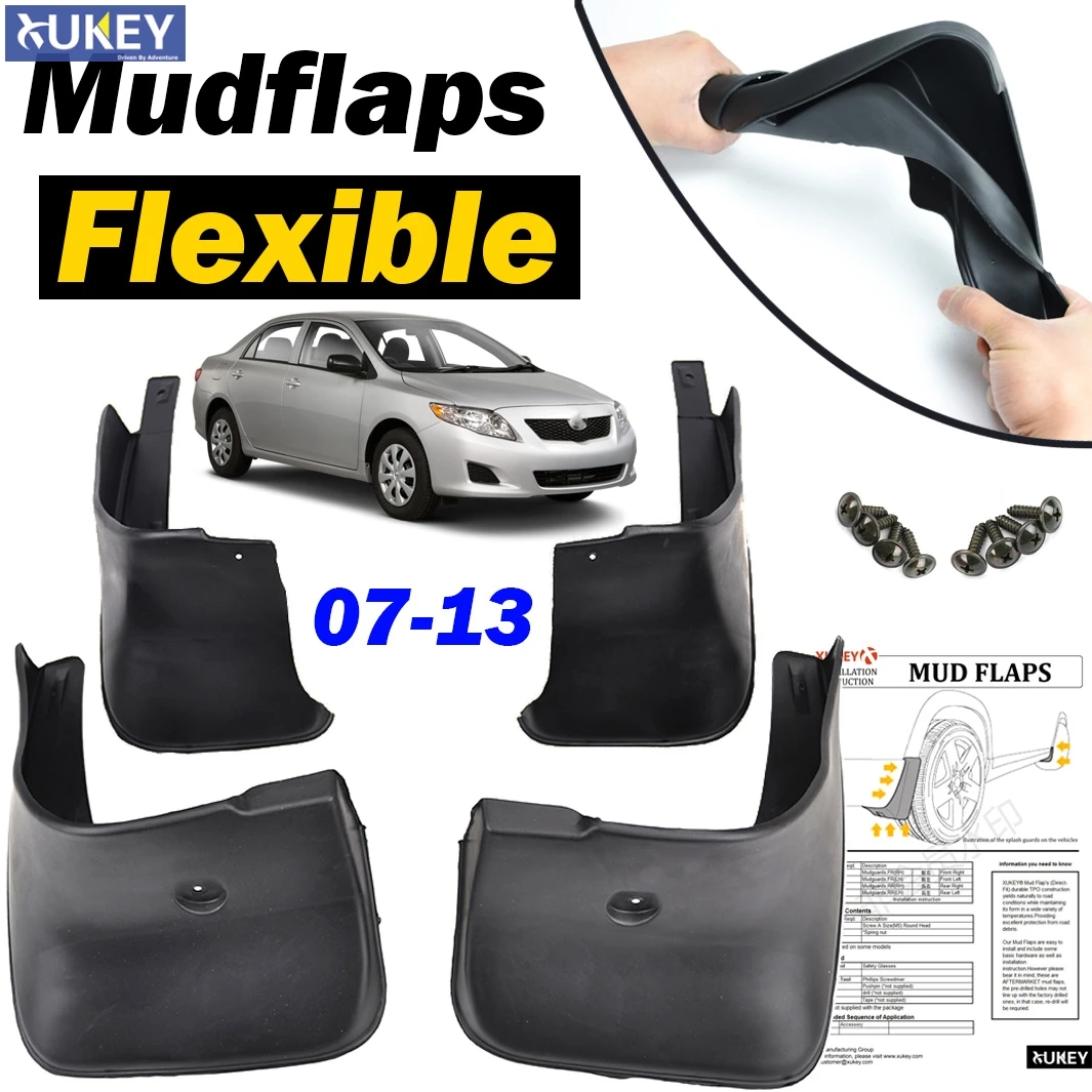 For Toyota Corolla Altis E140 2007-2013 Mudflaps Splash Guards Mud Flap Front Rear Mudguards Fender 2008 2009 2010 Mud Flaps