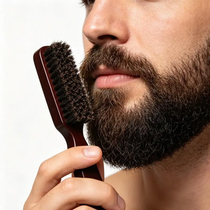 Wooden Boar Bristle Hair Brush Frizz Control Anti Static Smooth Handle Ideal Gift for Women Girls Hair Care Lovers