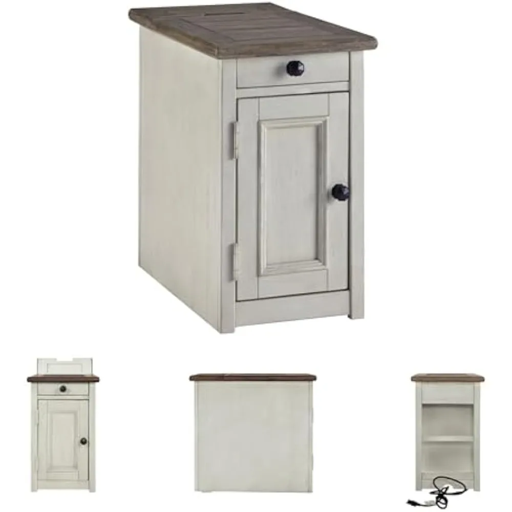 طاولة جانبية لكرسي Ashley Furniture Signature Design-Bolanburg بجانب الكرسي، 14 بوصة عرض × 24 بوصة عمق × 23 بوصة ارتفاع، غسيل أبيض