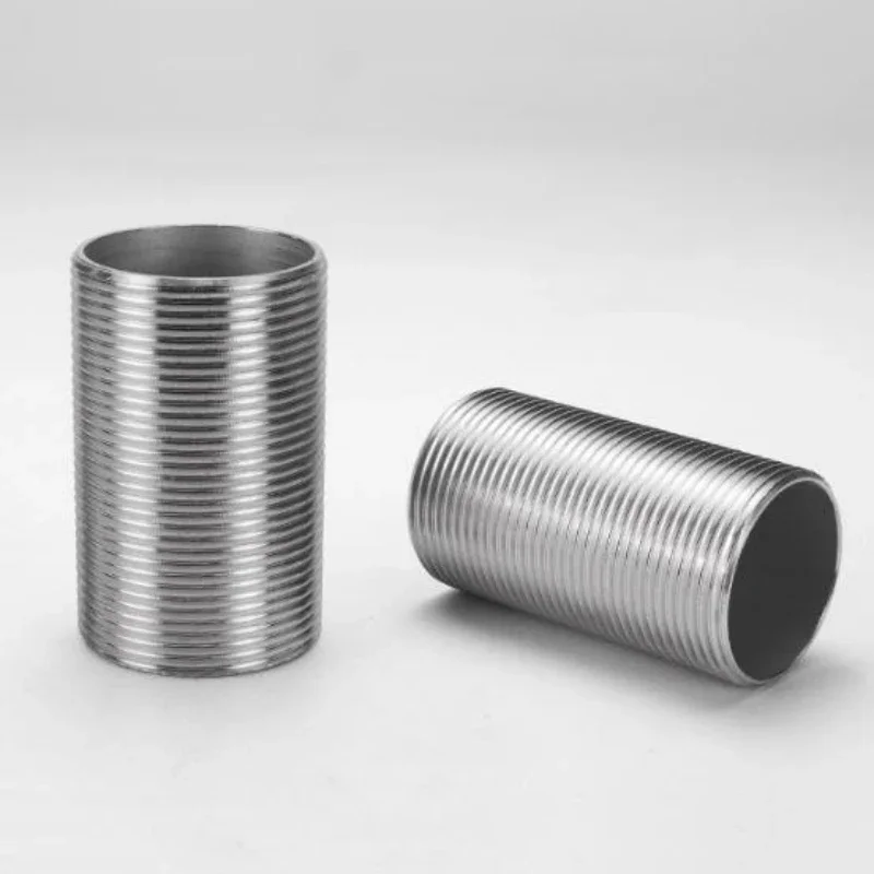 304 Edelstahl-Füllstutzen mit Vollgewinde, Außengewinde, 1/4" 3/8" 1/2" 3/4" -2", Länge 50-150mm, für Sanitär, Wasser, Gas, Öl – Detail 5