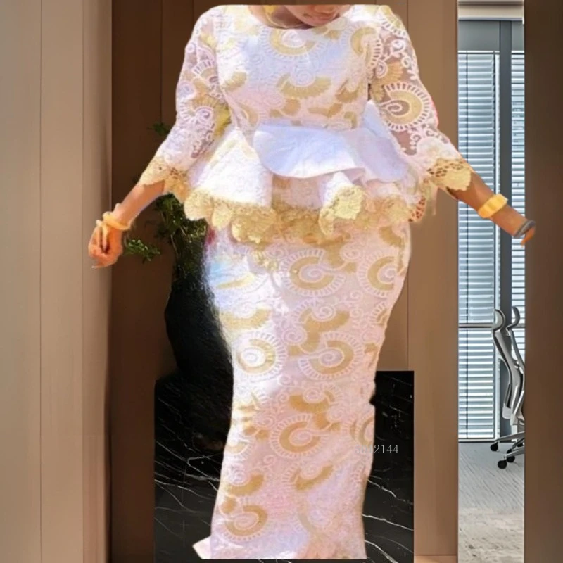 

Chic 2Piece Sets African Dresses For Women Bodycon Lace Maxi Dress Elegant Wedding Gowns Ankara Africa Long Dress 2026 New Robes
