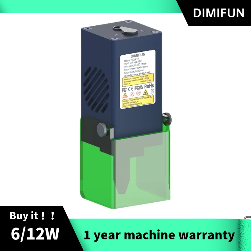 DIMIFUN 6W/12W Laser Head - High Power Upgrade, Fast Engraving and Cutting, CNC Machine, Fast Delivery