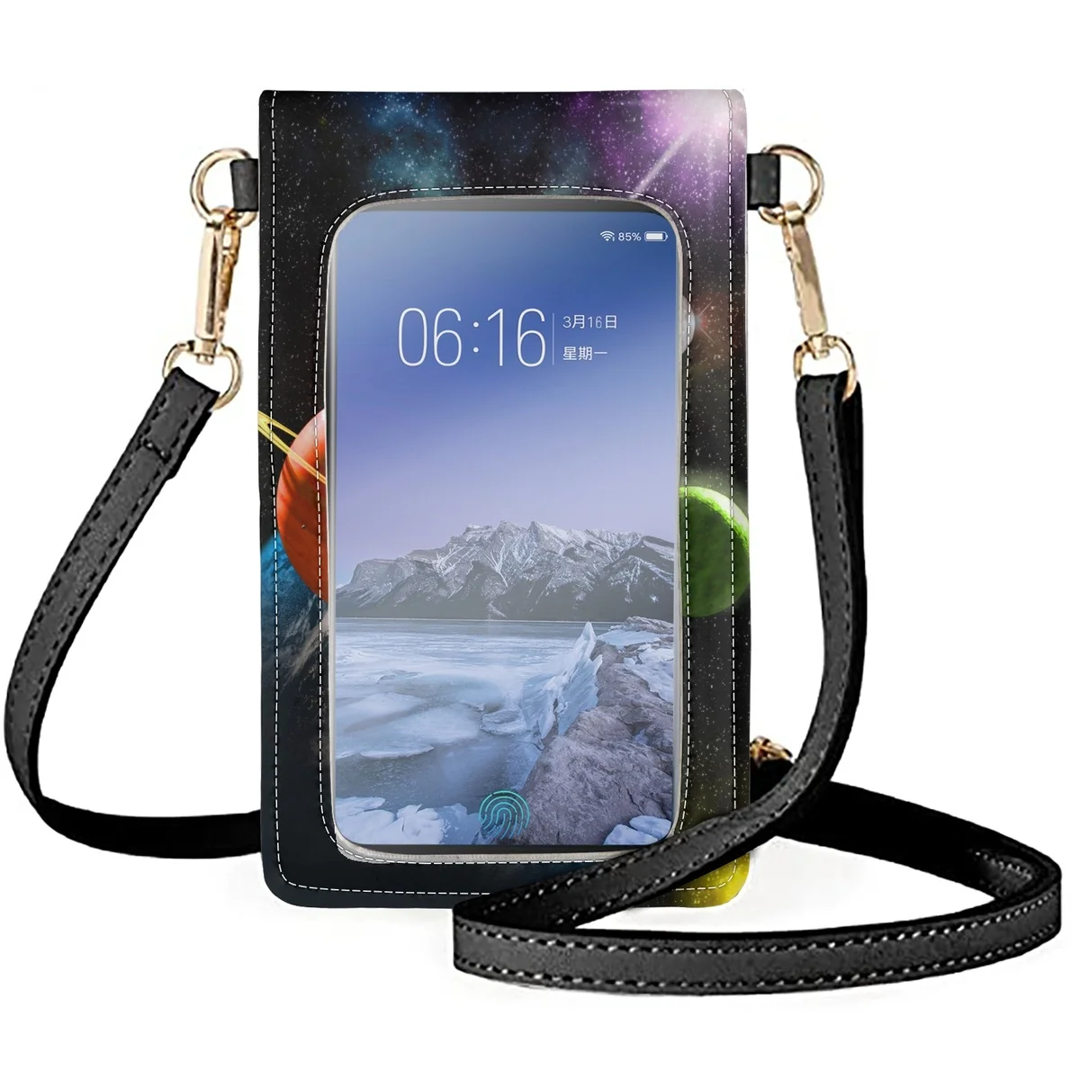 FORUDESIGNS Planet Cosmic Galactic Outer Space Mobile Phone Bag Men/Women Stars Galaxy Spiral Unisex Cellphone Handbags