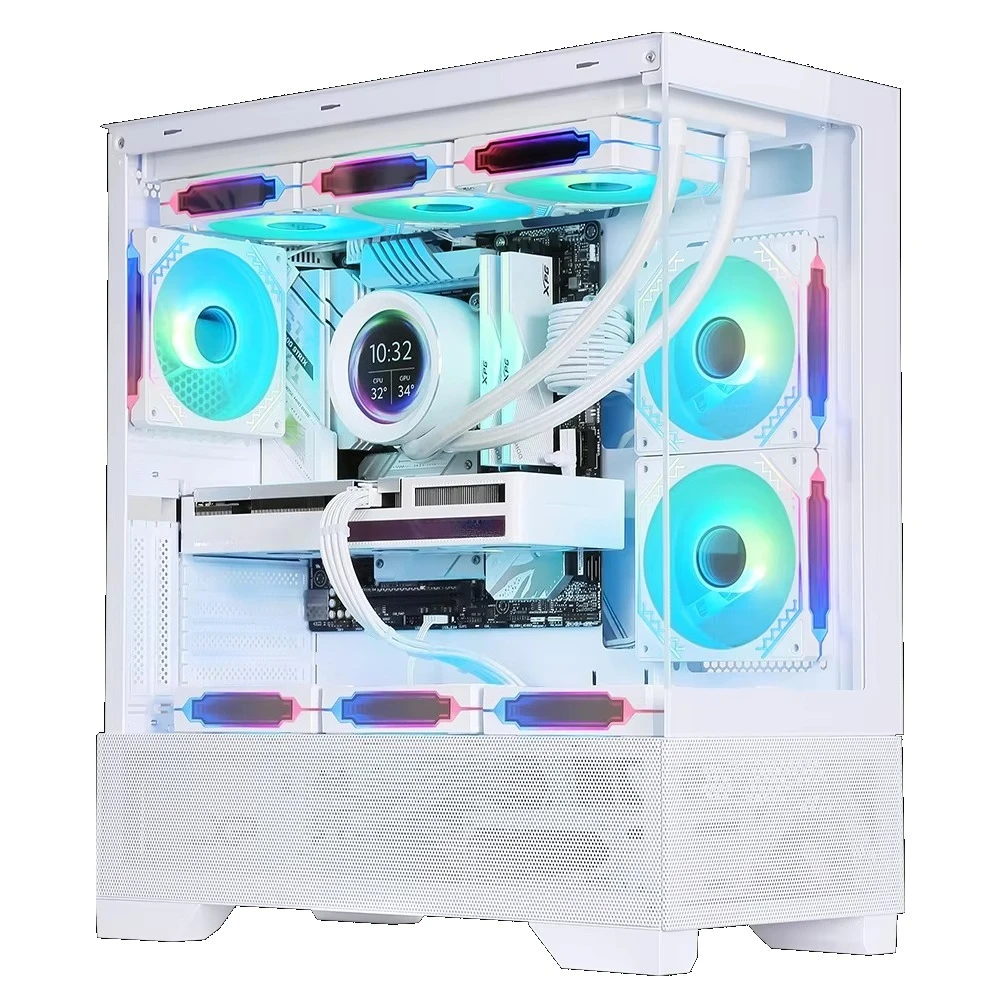 Computer shell magnetic dust filter game shell computer shell glass white
