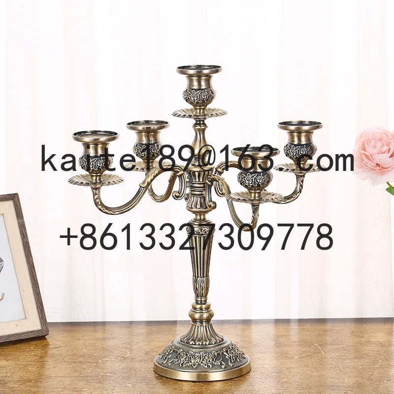 

Metal three-headed five- candle holder European retro creative romantic candlelight dinner Metal wedding candle holder ornament