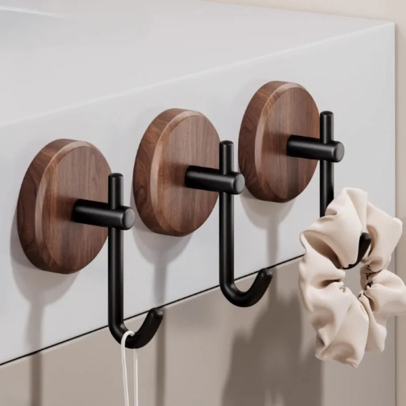 2Pcs Wooden Wall Hooks for Hanging, Modern Coat Hooks, Wood Hooks for Hanging Hats Towels Robe Clothes Keys Bags