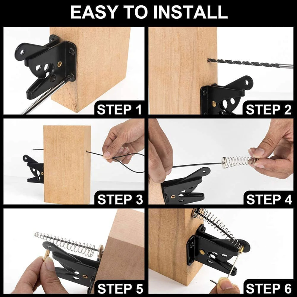 Latch Gate Latch Fences Gate Gate Cable Pull Self Locking Spring 1 Set Adjustable Carbon Steel Multifunction New