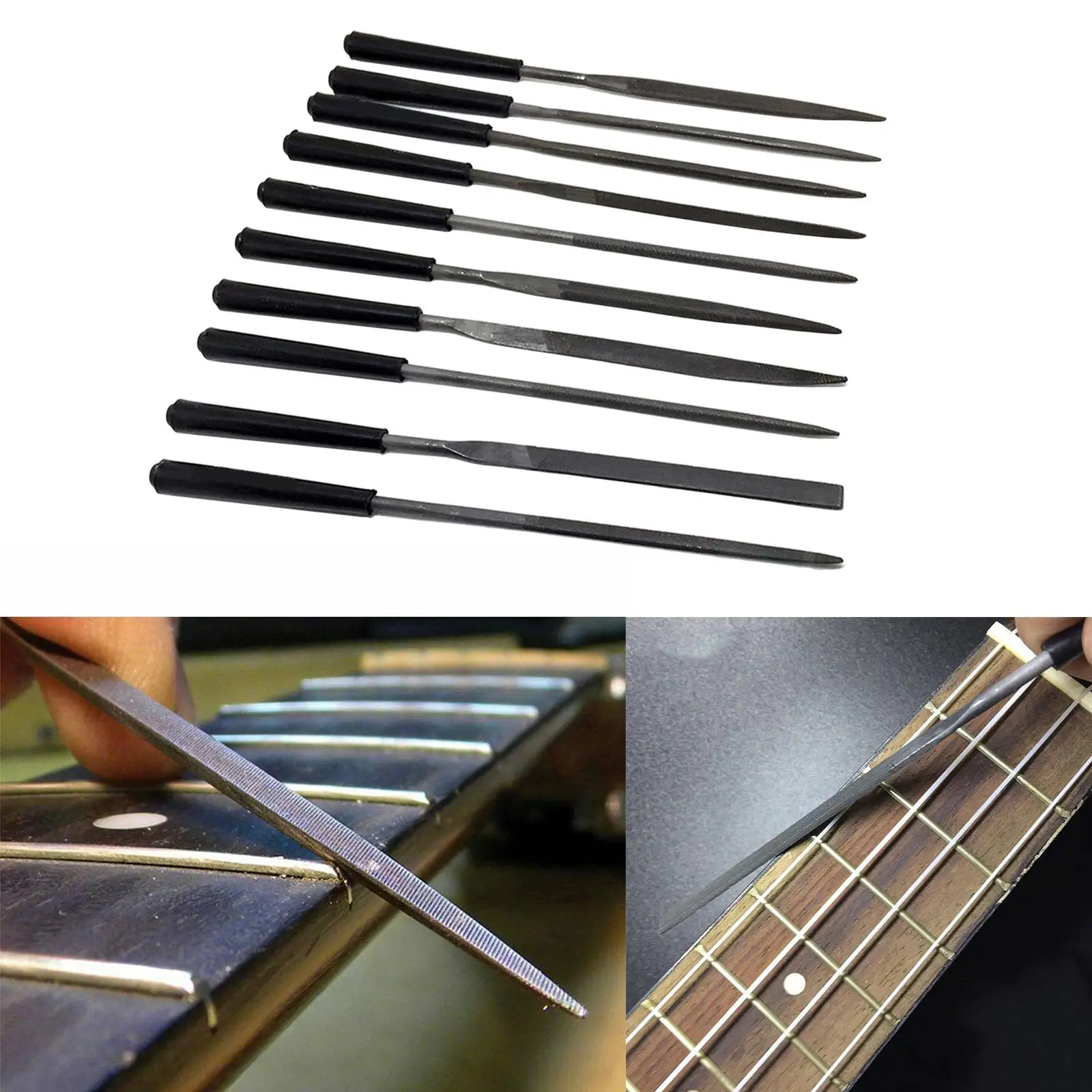 Diamond Guitar Nut Fret Pin Needle File Hole Slot Luthier Musician Repair Tool Supplies 10pcs Set