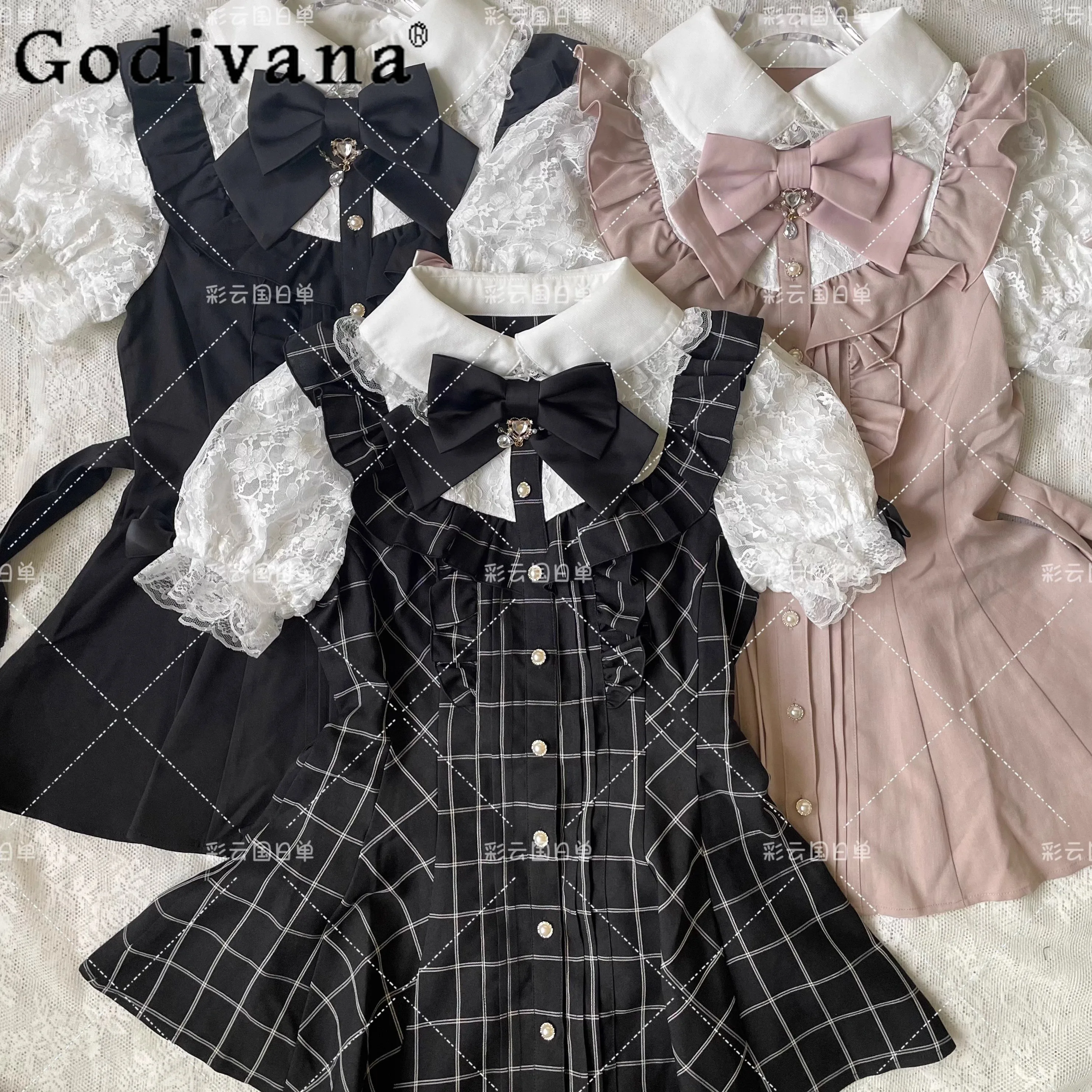 

Sc Dress Set Summer 2025 New Mine Short-sleeved Shirt and Shorts Two-piece Set Women's Cute Bow Mine Mass-produced Dress Set