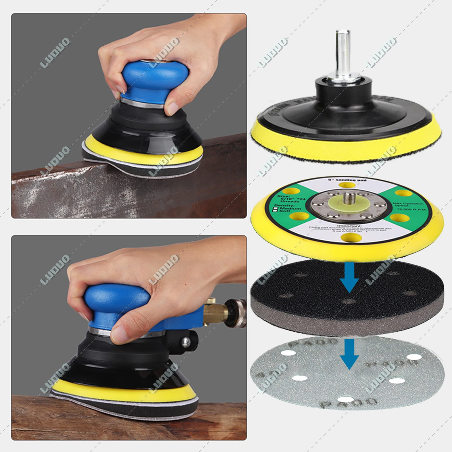 2/3/4/5/6 Inch 8 Hole Sponge Interface For Sanding Pads  Hook & Loop Flocking Cushion Polishing Buffering Pad Self-adhesive Disc