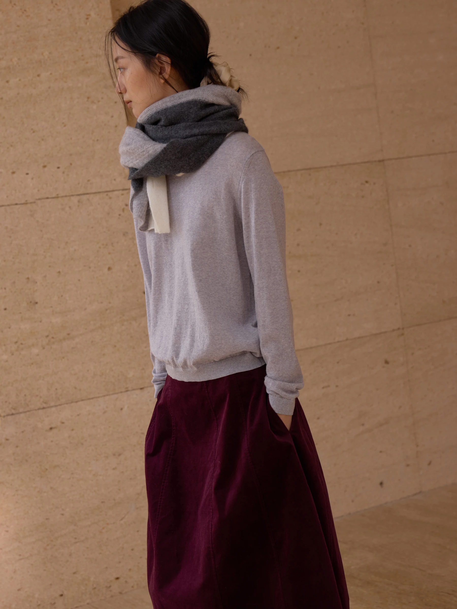 

Commuse Memory Classic round Ne Tee-Color Long Sve Knitted Woolen Sweater Ele Simple Sle Women's Faion