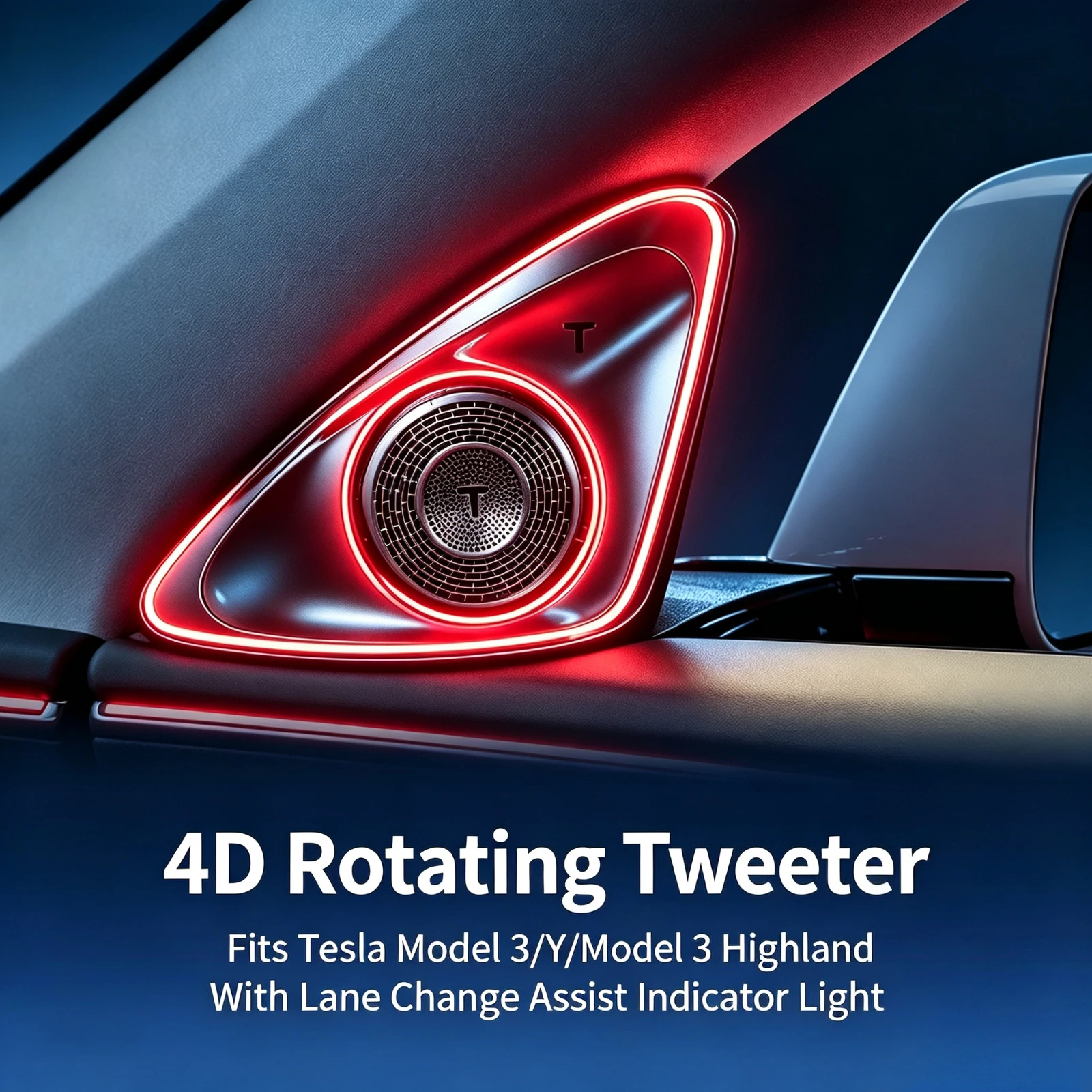 4D Rotating Tweeter Ambient Light HiFi Speaker For Tesla Model 3 Model Y RGB LED Dynamic Atmosphere Light Car Interior