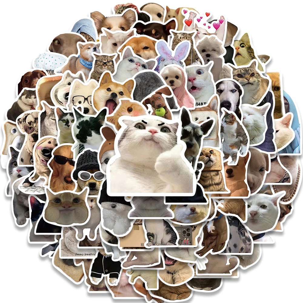 10/30/50/100pcs Cute Animal Dog Cats Meme Stickers Funny Decals DIY Phone Scrapbook Laptop Waterproof Kawaii Kids Sticker Toys