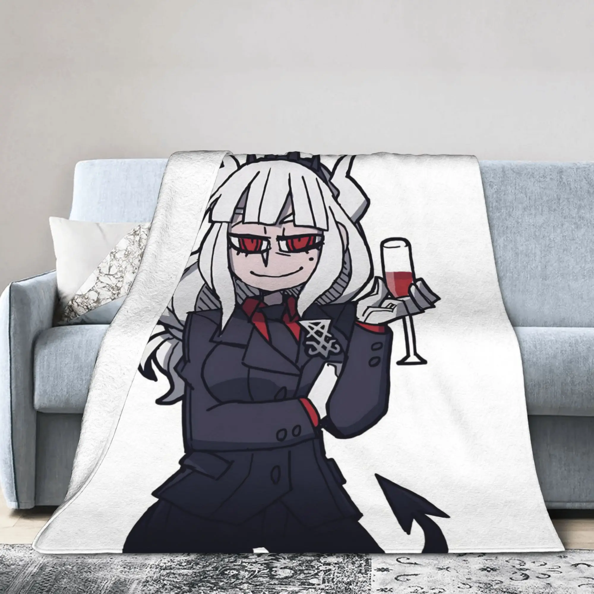 Helltakers Lucifers Cerberus Game Fuzzy Blanket Anime Fashion Bedding Throw Blanket for Home Bed Soft Gift Multifunction