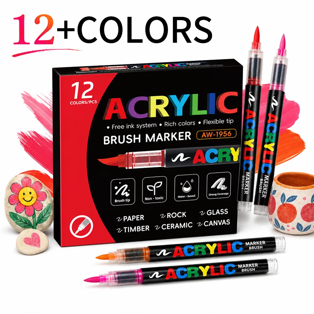 

12/24/36/48Colors Acrylic Marker Professional Painting Set Artistic Illustration Creative Craft Canvas Fabric Glass DIY Art Tool