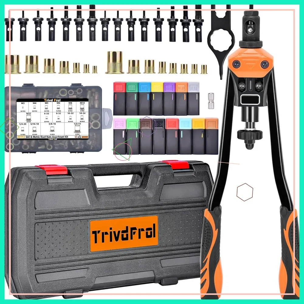 

16" Rivet Nut Tool Kit, 281Pcs Nutsert Set with 15 Mandrels & Carrying Case