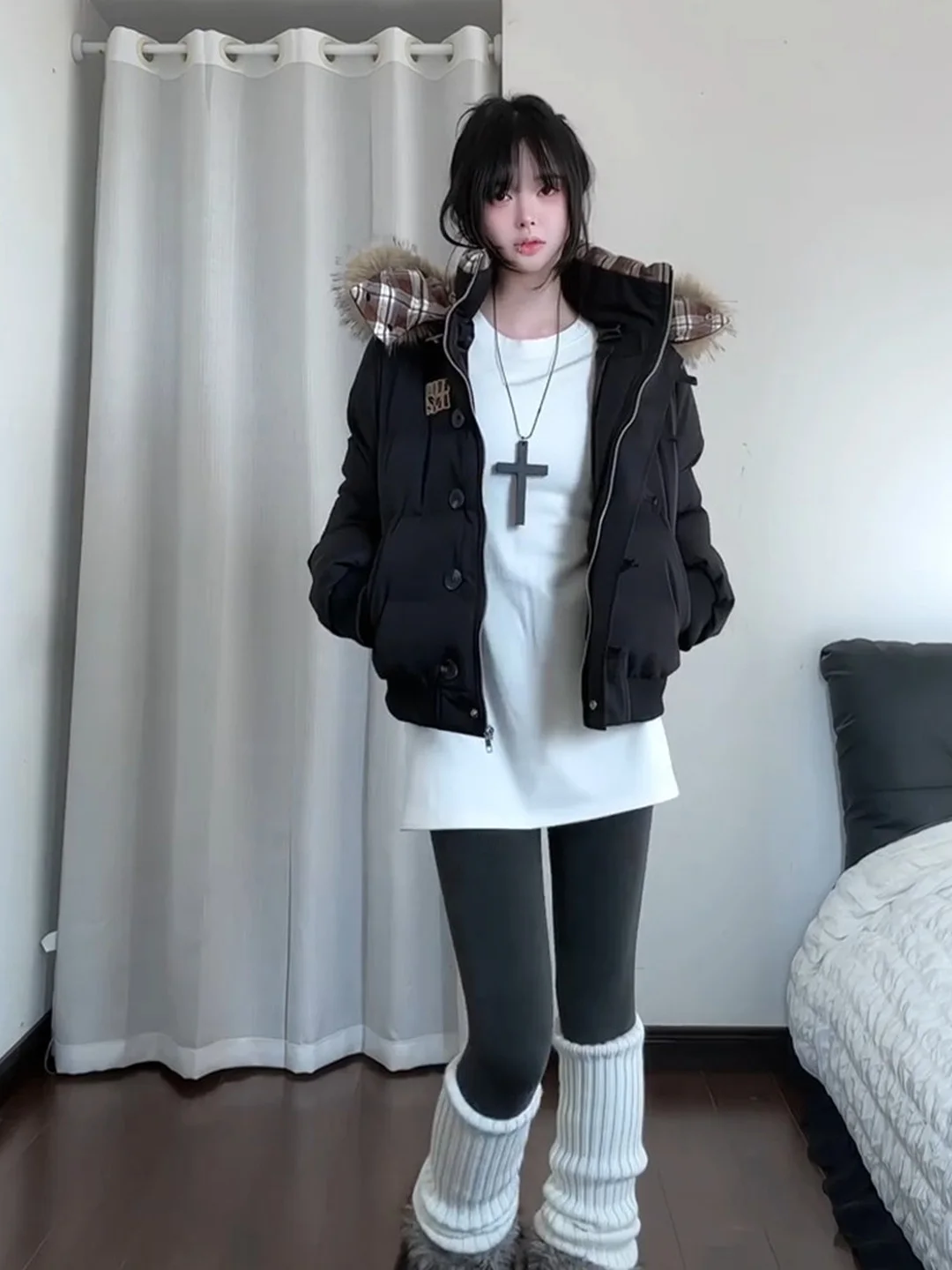 Women's Mid-Length T-Shirt Butt Covering Body Contouring Inner Wear Long Sleeve round Neck Pullover Top for Autumn Winter