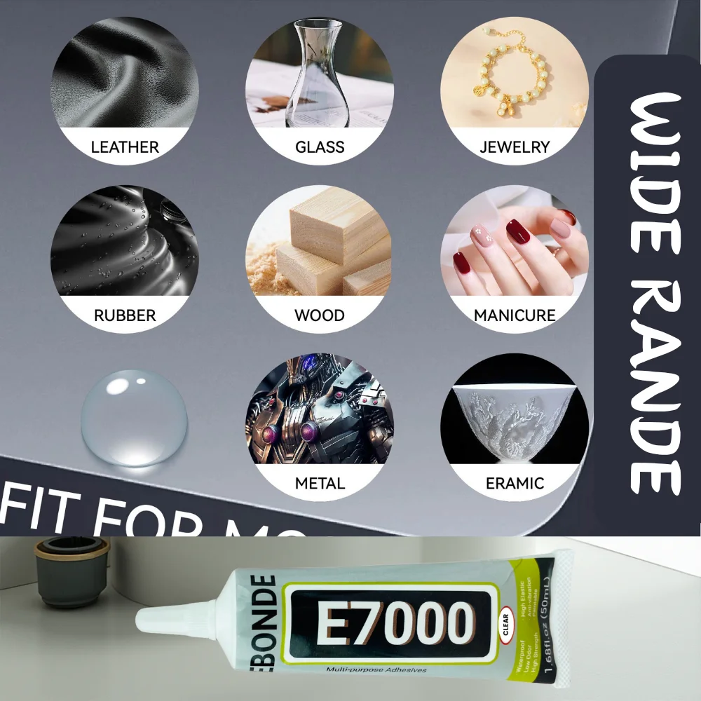 E7000 Glue Clear Contact DIY Cloth Fibre Fabric Adhesive Multipurpose for Wedding Dress Leather Bag Diamond Glass 15/50/110mL - view 5