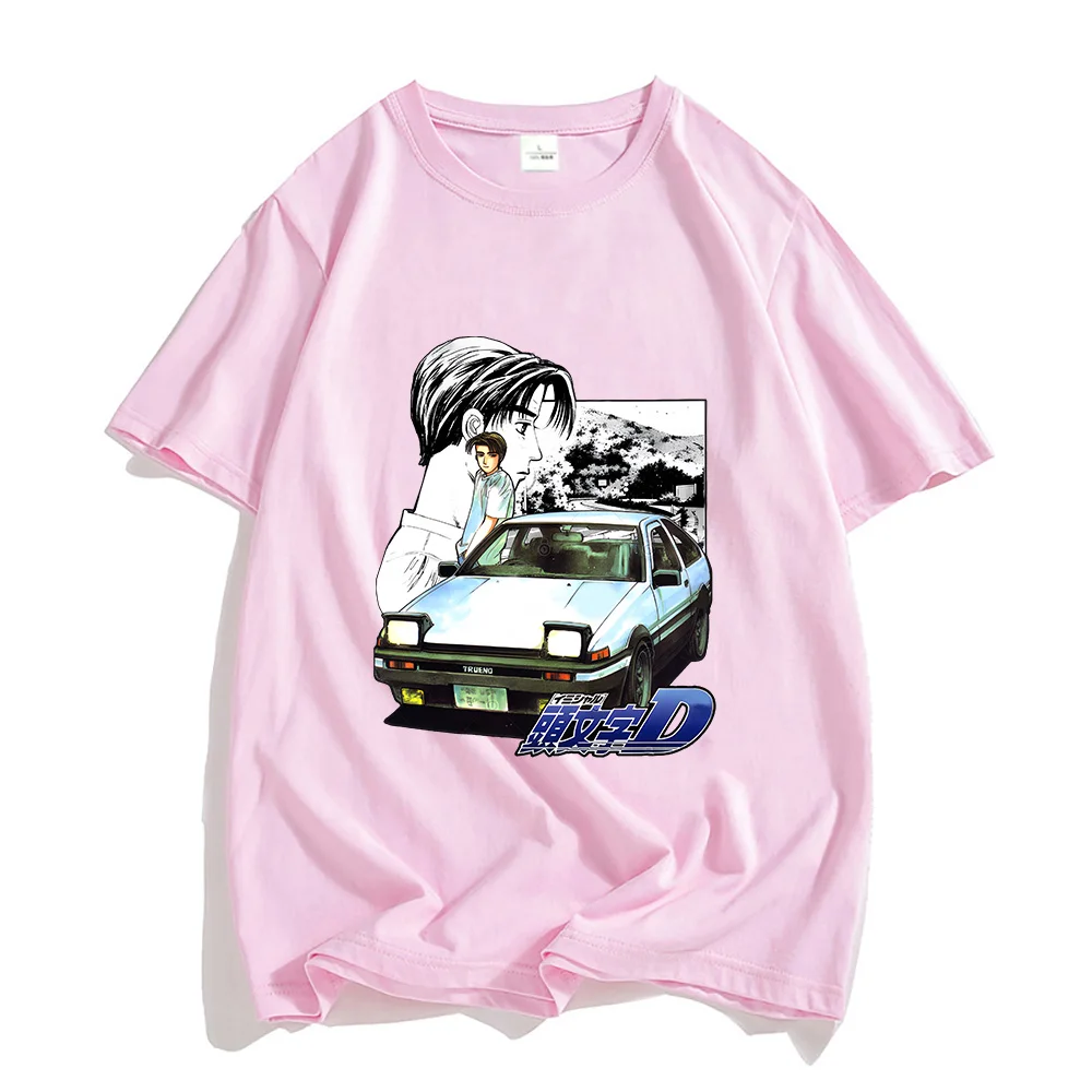 Racing Car Tshirt Handsome Ae86 100% Cotton T-shirts Men/women Manga/Comic High Street Anime Clothes Individualization