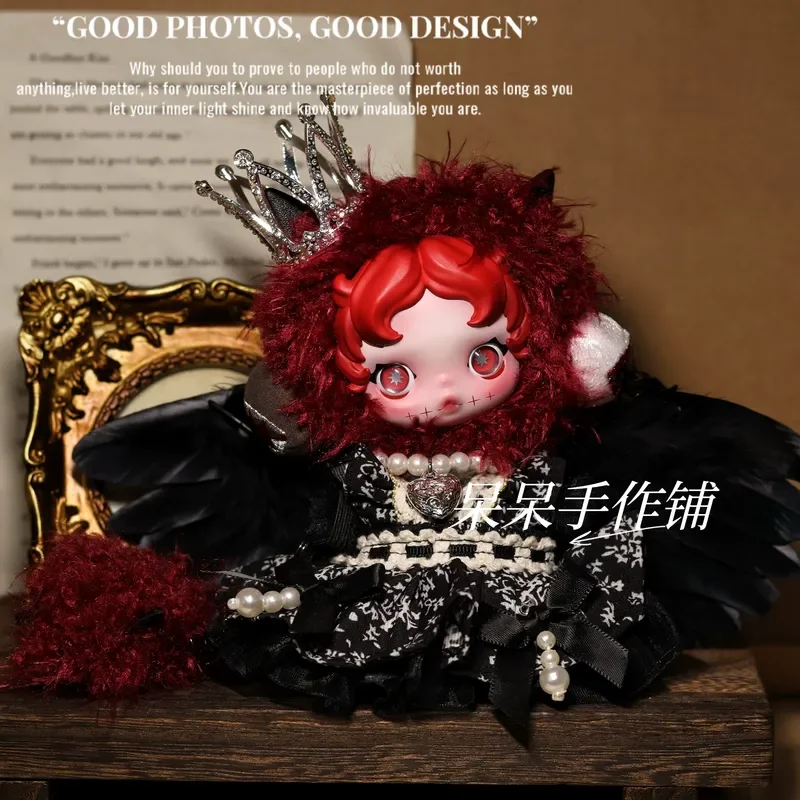 

Одежда для кукол, подходящее платье Skullpanda 3,0, без бретелек, театральное платье Greedy Ghost, сменное темно-красное платье, милые аксессуары для кукол