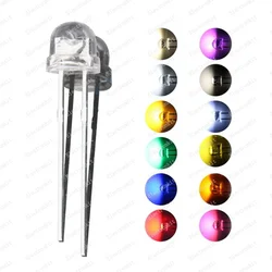 100pcs F5 5mm Straw Hat LED light Emitting diode kit Bright warm White Red Green Blue yellow orange pink RGB Flashing