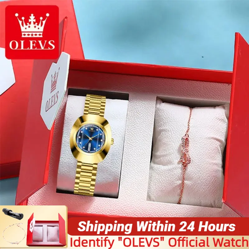 

OLEVS оригинальные роскошные женские наручные часы из вольфрамовой стали водостойкие светящиеся кварцевые часы с календарем недели для женщин Reloj Hombre