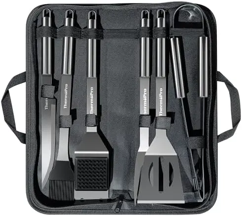 

Набор для гриля ThermoPro из нержавеющей стали – 4-предметный комплект инструментов для барбекю, кемпинга и приготовления пищи на открытом воздухе