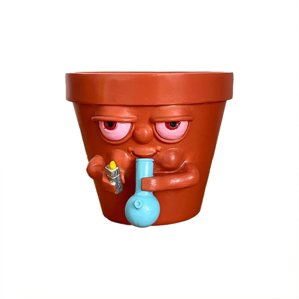 Blue Modern Minimalist and Cute Cartoon Flowerpot Resin Potted Plant Handicraft