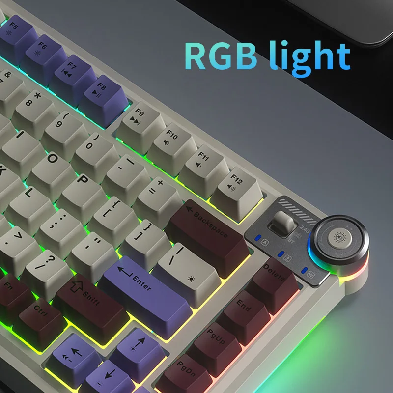 AULA AU75 Esports Gaming Teclado mecánico tres modos 81 teclas PBT Keycap intercambiable en caliente RGB PC escritorio escritura teclado inalámbrico
