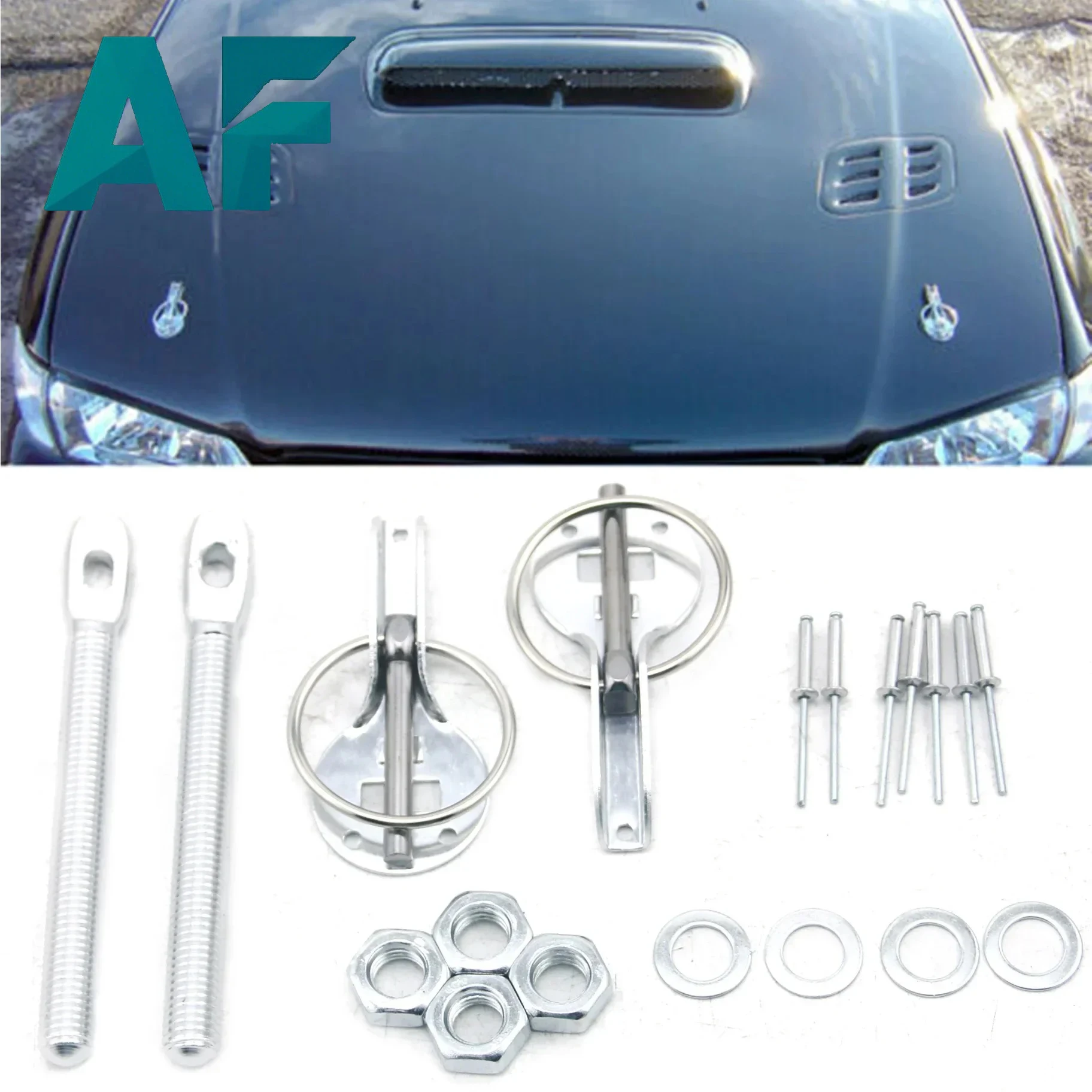 Universal Mount Hood Pin Bonnet Lock Kit Tuning Lock Kit Aluminum Alloy Down Hood Lock Latch Pins Vehicle Accessories