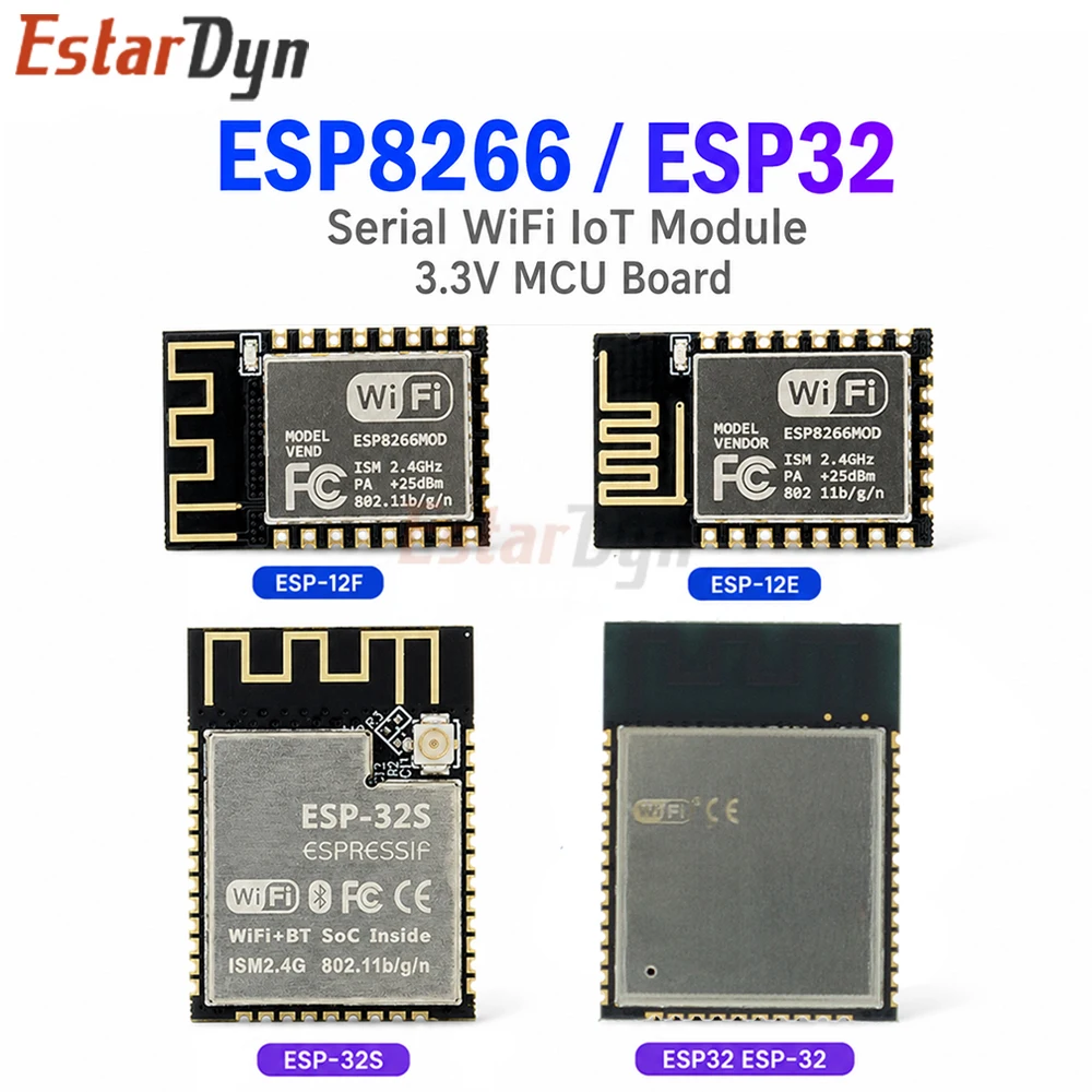 Estardyn ESP8266 ESP-12E/12F ESP32/32S Serial WiFi IoT Module Dual Core Low Power Consumption 3.3V MCU Board