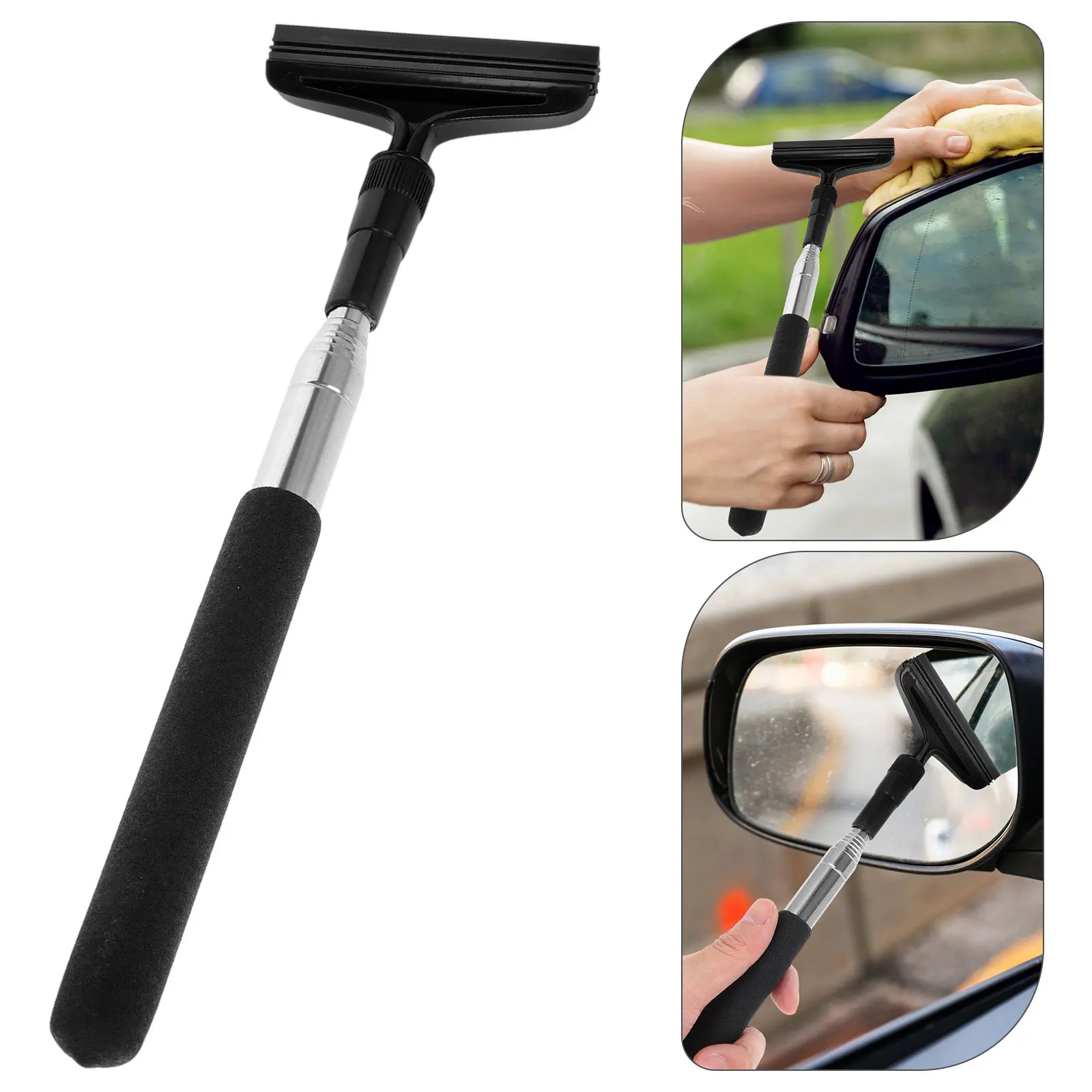 

Telescopic Rearview Mirror Wiper Car Side Mirror Squeegee Rainproof Anti Fog Cleaner Portable Car Window Water Wiper Tool