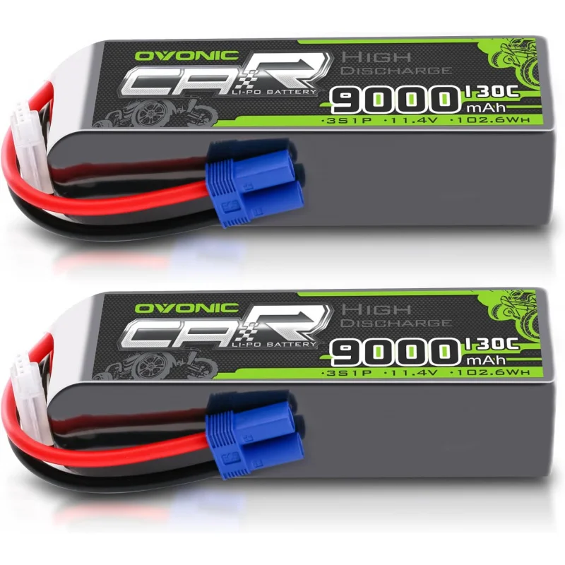 

OVONIC 3S LiPo Battery 9000mAh 11.4V High Voltage 130C RC Battery with EC5 Connector (2 Pack)