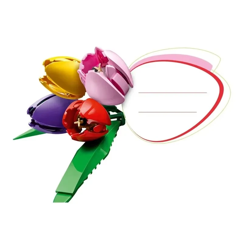 Neues Produkt Tulpenstrauß-Dekoration Weihnachts- und Geburtstagsgeschenk DIY Heimdekoration Geschenk zum Zusammenbauen von Bausteinen – Detail 4