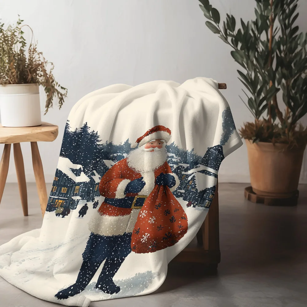 

TuniuWinter Рождественское одеяло Санта-Клаус теплое уютное одеяло для украшения дивана-кровати подарок