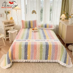 Lace Embroidered Bed Cover Washing Cotton Duvet Cover Non-slip Warm Couple Quilt Sheet Multifunctional Bedspread Window Cushion