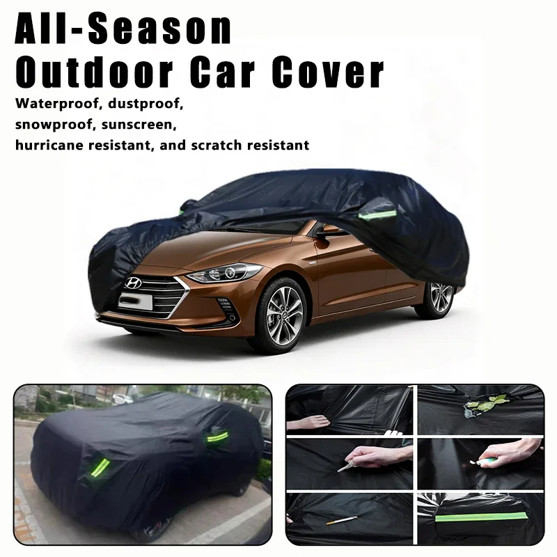 

Outdoor Car Cover Waterproof Dustproof UV Sun Protection, Full Car Protector Exterior Parts For Hyundai Elantra XD HD MD AD CN7