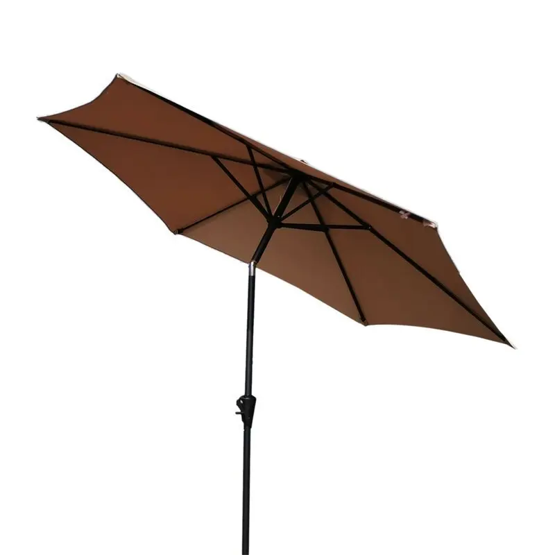 Outdoor Aluminum Patio Market Umbrella With 42 Pound Square Resin Base Push Button Tilt And Crank